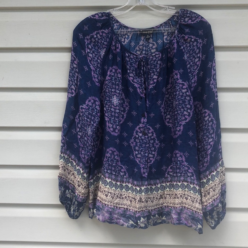 Lucky Brand Paisley Peasant Top Small